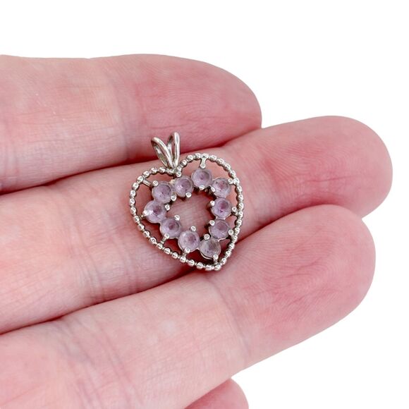 Vintage Ross Simons Sterling Silver 925 Tanzanite Heart Pendant - Picture 1 of 7